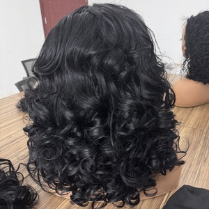 Peluca de <span class=keywords><strong>Cabello</strong></span> Humano Rizado Suelto con Encaje Frontal, Ondulado Tipo <span class=keywords><strong>Huevo</strong></span>, 300% de Densidad, Completa, Sin Pegamento, <span class=keywords><strong>Cabello</strong></span> Virgen HD - Product Image 5