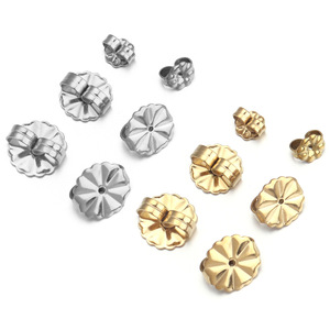 Stainless Steel Flower Ear <b>Backs</b> Plated Gold <b>Silver</b> For <b>Earring</b> Making Jewelry Findings 039 - Product Image 1