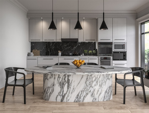 Hiện đại sang trọng ý arabescato đá cẩm thạch bàn ăn đặt người lớn hình bầu dục nhà bếp cao Đá Bàn ăn đồ nội thất phòng khách - Product Image 6