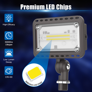 Projecteur LED extérieur 20W pour aménagement paysager, 2000 lumens, remplacement pour éclairages de sécurité 50W, fixation à rotule 1/2 pouce - Product Image 4