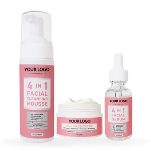 Korean Organic Whitening 4 In 1 Skin Care Products Vitamin C Brightening Anti Aging Skin Care Set For Women Private Label Vendor