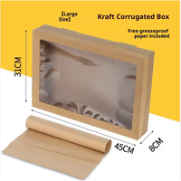 Boîte à emporter en papier kraft avec fenêtre transparente en PET/EVA, doublure en papier anti-graisse, recyclable, qualité alimentaire, pour plats chauds, pâtes, salades, déjeuner
