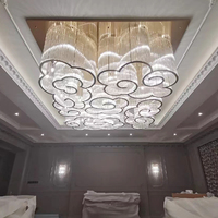 Projet de hauts plafonds intérieur décoratif hall de l'hôtel salle de banquet lustre en cristal de luxe moderne à LED éclairage personnalisé