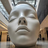Statue faciale 3D à grande échelle faite à la main, sculpture de visage en métal en résine de conception abstraite Art déco personnalisée pour la décoration de jardin
