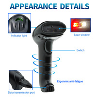 Escáner USB Portátil GTCODESTAR, Lector de Códigos QR y de Barras Láser Inalámbrico, Escáner de Códigos de Barras 1D y 2D para Logística y Almacenes