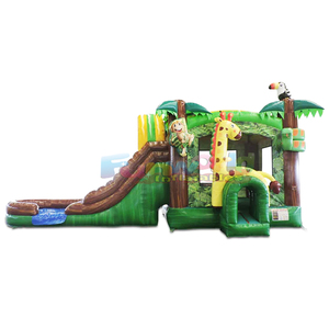 Wet or dry commercial kids outdoor jumping castle <b>inflatable</b> jungle bounce <b>house</b> and water slide - Product Image 1