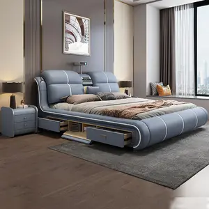Youtai Multifunctional Leather Bed With Storage Massage Bed Bedroom Double Air Pressure Bed