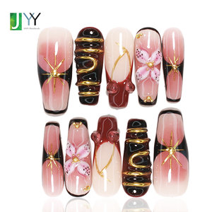 Juego <span class=keywords><strong>de</strong></span> Uñas Postizas <span class=keywords><strong>de</strong></span> Gel <span class=keywords><strong>de</strong></span> Lujo con Forma <span class=keywords><strong>de</strong></span> Ataúd, Reutilizables, <span class=keywords><strong>Bonitas</strong></span>, Acrílicas 3D, <span class=keywords><strong>de</strong></span> Gelatina, Hechas a Mano, Venta al por Mayor - Product Image 1