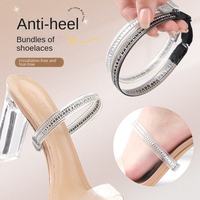 Nouveau style, vente chaude : Paire de talons hauts élégants et réglables en plastique à large bande, avec talon anti-chute, confortable et orné de strass brillants.
