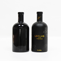 Bouteilles rondes vides en verre noir 200ml 375ml 500ml 750ml 1L avec bouchon de liège pour whisky Gin Tequila vin liqueur