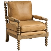 Fauteuil d'appoint moderne rembourré en cuir véritable, fauteuil de détente pour salon, coin détente