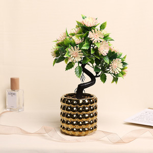 Arbre à monnaie artificiel Jinhe 8X8X25CM, vase en céramique violet, fleurs en soie, décoration d'intérieur - Product Image 3