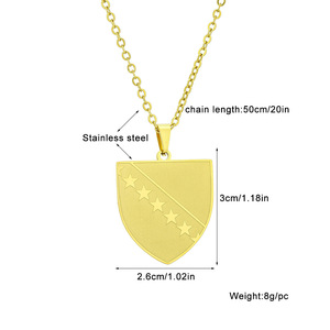 Collares con Cadena y Emblema del Mapa de Bosnia y Herzegovina Chapados en Oro de 18K, Collar con Colgante de Mapa de Bosna y <span class=keywords><strong>Hercegovina</strong></span> de Acero Inoxidable - Product Image 3