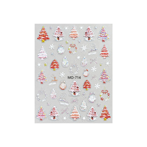Nuevas pegatinas 3D en relieve para <span class=keywords><strong>uñas</strong></span> de Navidad, calcomanías autoadhesivas con purpurina flocada de árbol de Navidad y lindos muñecos de nieve para festivales. - Product Image 5