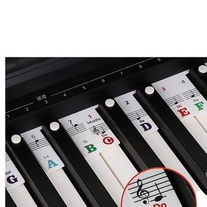 Piano Keyboard Stickers 88 <b>Keys</b> Musical Notes <b>Labels</b> For Electric Piano Electronic Keyboard With Solfa And Staff Notation - Product Image 1