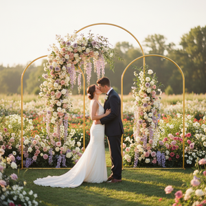 ขาตั้งฉากหลังโค้งโลหะสีทองแบบ OEM สำหรับงานแต่งงาน งานพิธี งานวันเกิด งานรับปริญญา งานครบรอบ ตกแต่งด้วยลูกโป่ง - Product Image 3