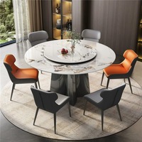 Table et chaises de salle à manger modernes convertibles en pierre frittée ronde pour hôtels et appartements