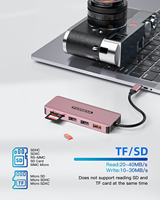 Hub USB-C 5-8 ports USB 3.2 10 Gbps avec PD 100W pour lecteur de cartes SD TF 2.1 en alliage d'aluminium, station d'accueil Type-C pour ordinateur portable/téléphone – En stock