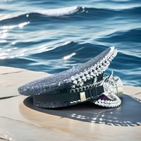 Chapeau de fête steampunk noir à sequins, avec lunettes à strass et pointes, idéal pour les festivals de luxe, Burning Man, les raves, la plage et les activités de plein air - Vente en gros, 3 MOQ