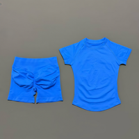 Ensemble 2 pièces pour femme : Haut court de sport à manches courtes et short taille haute – Tenue de fitness et yoga