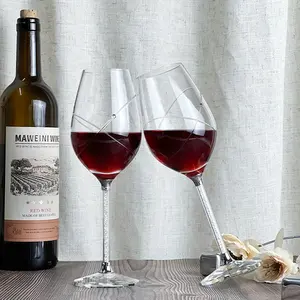 Intaglio Design diamante bicchiere di vino calici al piombo in cristallo Vintage bicchieri da vino matrimonio Set bicchieri da vino
