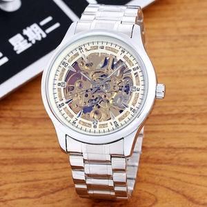 Reloj mecánico esqueleto de lujo para hombre, reloj de pulsera de acero inoxidable con esfera hueca de movimiento automático - Product Image 5