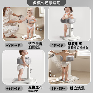 Iuu Baby <b>Bath</b> Stand Gray Plastic Adjustable Height Infant Bathing <b>Support</b> Rack For Toddlers - Product Image 3