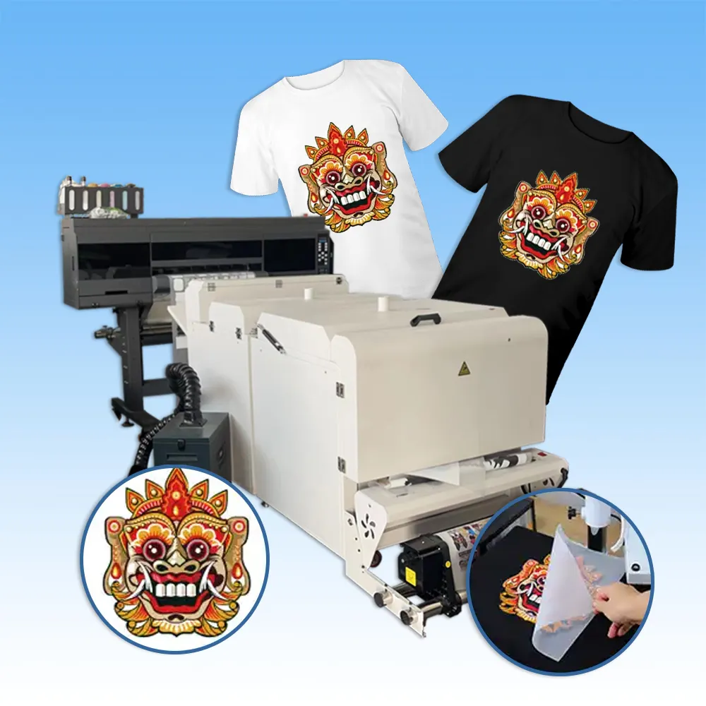 टी-शर्ट कपड़े वस्त्र के लिए हाई स्पीड 24 इंच डीटीएफ प्रिंटर 5* i3200 प्रिंटहेड डिजिटल 60 सेमी डीटीएफ इंप्रिमेंटे डीटीएफ प्रिंटर