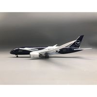 Modelo de Avión de Resina Yiguan 787 Edición Centenario de Lufthansa, 43 cm, con Luces Activadas por Voz, Ruedas y Simulación Estática