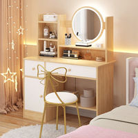 Nouveauté table de toilette pour femmes avec miroir de maquillage lumière led coiffeuse avec chaise tiroirs simples commodes pour chambre