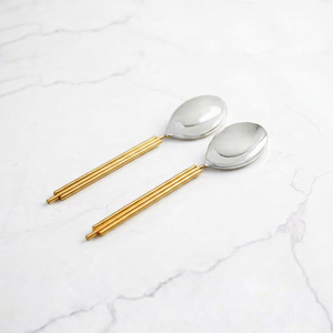 Elegante Juego de Cuchara y Tenedor para Servir Ensaladas, Pasta, Verduras y Guarniciones, en Acero Inoxidable - Product Image 1