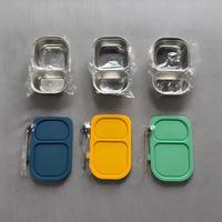 Boîtes à collation en acier inoxydable avec couvercles en silicone, contenants de stockage alimentaire à 2 compartiments, boîte à bento 304