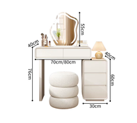 YIFAN Miroir LED sur pied moderne et durable, table de toilette murale avec grand meuble de rangement, en bois de pin blanc et panneau MDF, pour villa