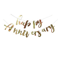Papel de aluminio con estampado de oro para aniversario, banderines de papel con purpurina para boda