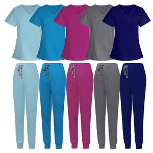 Ensemble de deux pièces de blouses d'isolement à manches courtes avec logo personnalisé haut de gamme pour infirmières, personnel vétérinaire et personnel hospitalier - Product Image 1