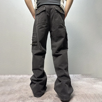 Pantalon cargo HL personnalisé Big Patch Vintage Y2K, jeans multi-poches en denim, jean ample à jambe large simple et délavé taupe, baggy