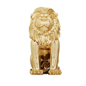 Lion Luxury Cartoon Style Polyresin Resin Crafts soggiorno accessori per la casa decorazione della casa oro statua di leone di medie dimensioni