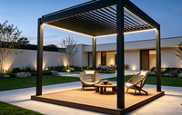 Pergola Aluminium Motorized Outdoor Model 175 dengan Atap Louver yang Dapat Disesuaikan, Tahan Hujan, untuk Patio, Halaman Belakang, dan Villa