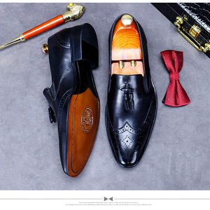Scarpe alla moda con nappa in morbido cuoio genuino scarpe da uomo a punta Slip-on scarpe da lavoro abito da sposa Oxford Casual colore misto - Product Image 3