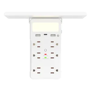 Extension Socket USB Plug Surge Protection Power Strip 6 AC Wall Outlet with Night Light