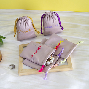 High Quality 7*9cm Champagne Silk Satin Drawstring Pouch with Ribbon Jewelry Container for Caps Shoes <b>Hats</b> Wigs - Product Image 4