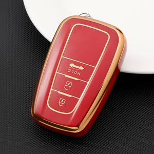 Nouveau couvercle de clé de voiture en TPU souple pour <span class=keywords><strong>Toyota</strong></span> 3 boutons avec ligne dorée, accessoire de pochette de clé - Product Image 3