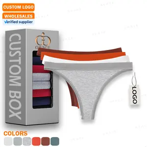 Bikini Custom Logo Low Rise Pure Cotton Solid Color Tangas Mujer T-Back Bikini Yoga Sports Brazilian Thong Panties Women Underwear