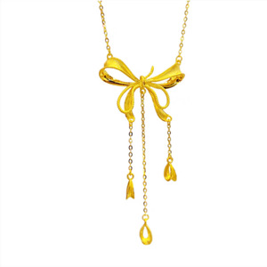 Hàn Quốc Phiên Bản 18K Dây Vàng Cho Dây Chuyền Waterdrop Xương đòn Bow Tie Vòng Cổ Tinh Tế Và Quyến Rũ Tua Cho Đồ Trang Sức - Product Image 4