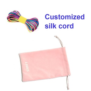 Bolsa de Terciopelo <span class=keywords><strong>Rosa</strong></span> Pálido Personalizada con Cordón para Colgante, Pendientes, Bolsa de Regalo - Product Image 4