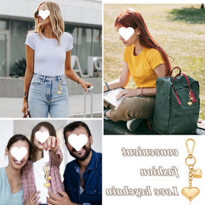 Llavero <span class=keywords><strong>de</strong></span> Diseño Sencillo con Forma <span class=keywords><strong>de</strong></span> Corazón y Cuentas, Cadena Metálica, Accesorios Colgantes, Dorado y Plateado - Product Image 6