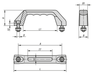 Poignée de tirage thermoplastique noire KIPP K0171 avec face intérieure souple, pour équipement d'armoires industrielles, type doublure grise SEBS - Product Image 3