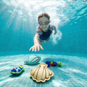Jouets de plongée en néoprène pour enfants - Jeu de récupération sous-marine à motif coquillage souple pour l'entraînement à la natation et les cours de plongée - Product Image 3