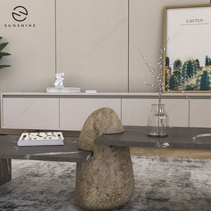 Table basse en marbre de style chinois, haute et basse, européenne, table centrale connexion - Product Image 5