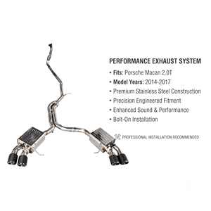 Escape de Alto Flujo Vortex de Acero Inoxidable con Puntas de Carbono y Válvula de Vacío Compatible con Porsche Macan 2.0T - Product Image 1